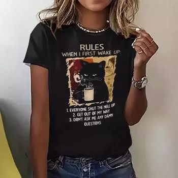 Women s T-shirt Animal Pattern Cat 3D Printed Women s Top Round Neck Regular Tees S