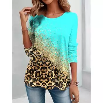 Women s T shirt Simple Graphic Print Long Sleeve Daily Weekend Vintage Daily Basic Round Neck Regular Fit Painting Fall & Winter S