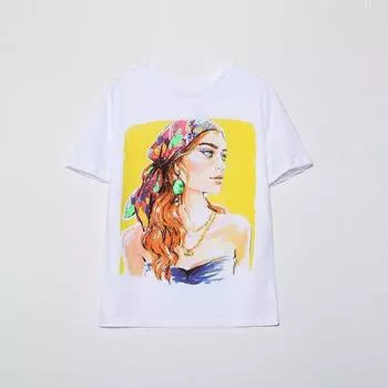 Women s T-shirt Summer Fashion Trends Print Short Sleeve White S
