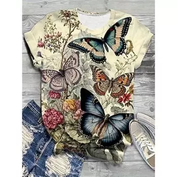 Женская футболка Повседневная футболка с коротким рукавом цвета хаки, лето S