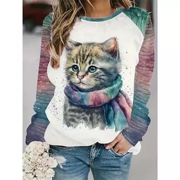 Women s T shirt Tee Daily Casual Long Sleeve Blue Spring & Fall S