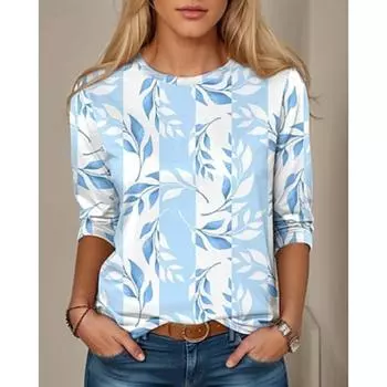 Женская футболка с принтом, повседневная, с длинным рукавом, белая, весна-осень S