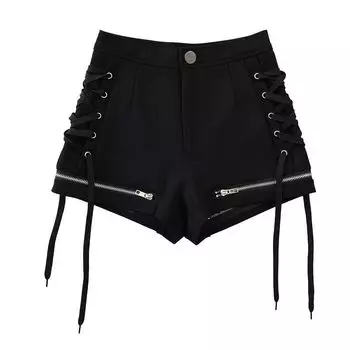 Women s Team High Waist European and American Leisure Tether Bum Lift Shorts Black S