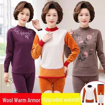 Women s Thermal Underwear Set: Plush, Thick, and Warm for Middle-Aged & Elderly. L