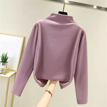 Women s Thick Fleece Base Shirt With Warm Inner Layer And Seamless Long Sleeved T-shirt Half High Neck Top XL