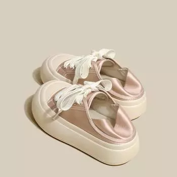 Женские кроссовки Bread на толстой подошве 2024 года, весна-лето, новые универсальные модные туфли Two Wear с круглым носком из шелка и парусины 35