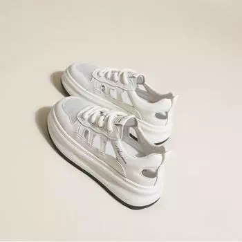 Женские белые туфли с толстой подошвой из дышащей сетки, новые летние внутренние туфли Match Match, тонкие спортивные повседневные туфли Borad 35 белый