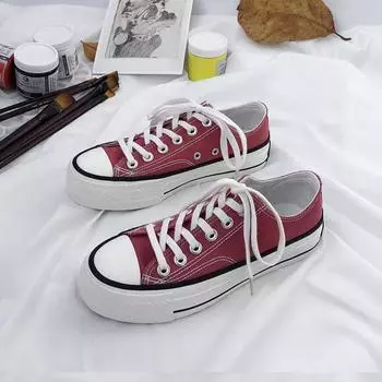 Женские парусиновые туфли на толстой подошве, новые универсальные туфли Harajuku в стиле ретро в стиле Гонконга, для студентов, для подъема на борт, модные 35 белый