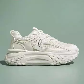 Женские туфли Daddy на толстой подошве, новые летние и осенние сетчатые дышащие женские туфли с увеличенным размером, спортивные повседневные белые туфли 35