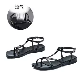 Women s Thin Strap Sandals Women s 2025 Summer New Casual Small Fragrance Sandals French Buckle Clip Toe Wear Women s Shoes 35