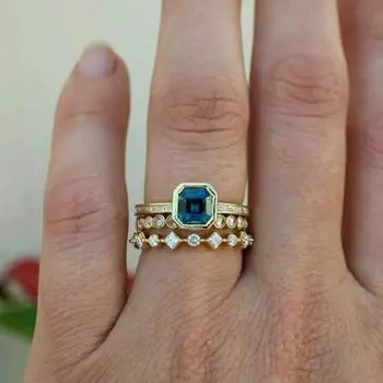 Женский комплект из трех предметов, позолоченные украшения цвета морской волны со стразами No. 5