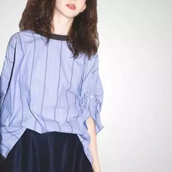 Women s Three-Quarter Sleeve Striped Shirt Blue Stripe S