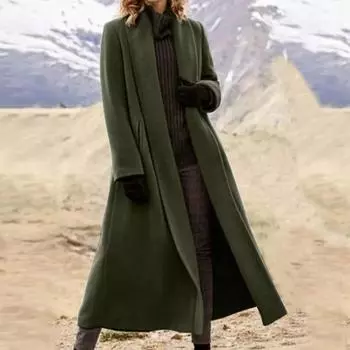 Women s Trench Coat Winter Casual Midi with Belt and Pockets Plus Size Elongated Wool Coat 5XL
