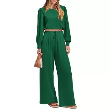 Женские комплекты из двух предметов. Льняные комплекты. Укороченные топы на пуговицах с длинными рукавами. Повседневные шорты. Комплект с карманами. L