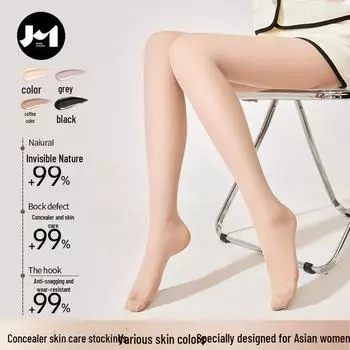 Women s Ultra-Thin Anti-Snag Flesh-Colored Stockings - Invisible, Durable, No-Drop, Skin-Smoothing & Shaping FZG001-Large