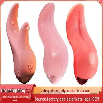 Women s USB Rechargeable Double Vibration Tongue Flirting Device