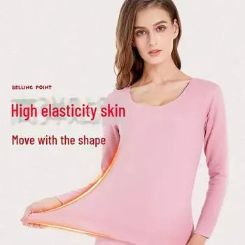 Women s V-Neck Thermal Underwear Top with Double-Layer, Plus Velvet for Autumn & Winter L серый