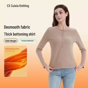Women s Velvet-Lined Long Sleeve Shirt for Casual Autumn/Winter Wear Small
