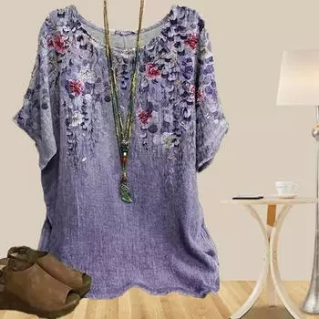Женская универсальная повседневная свободная весенняя рубашка, женские топы с коротким рукавом и цветочным принтом XS розовый