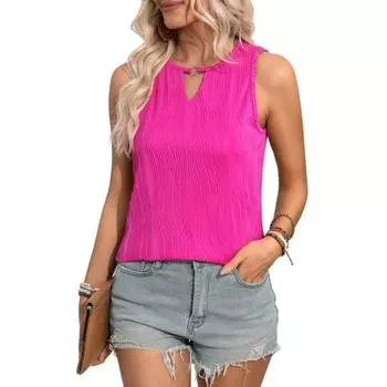 Women s Vest Lock Hole Collar Sleeveless T Shirts Summer Business Casual Basic Top S чёрный