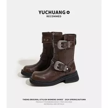 Women s Vintage Maillard Cowboy Ankle Boots Platform Thick Doc Martens 35 коричневый