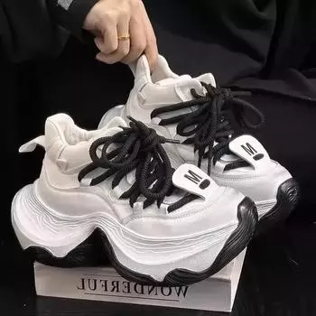 Women s Vulcanize 2025 High Quality Ladies Outdoor Shoes for Women Platform Sneakers Round Toe Lace Up Casual 35 белый