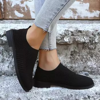 Women s Vulcanized Shoes 2024 Spring Autumn Fashion Walking Shoes Hollow Mesh Shoes of Women Slip-on Sneakers Zapatillas Mujer 36 чёрный