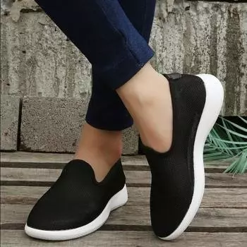 Women s Vulcanized Shoes Fashion Sneakers Breathable Hollow Femmes Walking Sports Shoes Slip-on Shoes of Women Zapatillas Mujer 36 чёрный