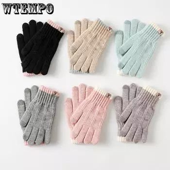 Women s Warm Gloves Winter Korean Couple Knitted Wool Thick Touch Screen Anti Cold Cycling Full Finger Gloves