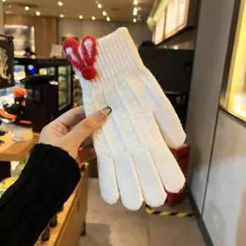 Women s Warm Korean Style Autumn and Winter New Style Knitted Wool Gloves To Prevent Cold Fingers, Missing Fingers, Playing with Mobile Phone, Driving one size fits all