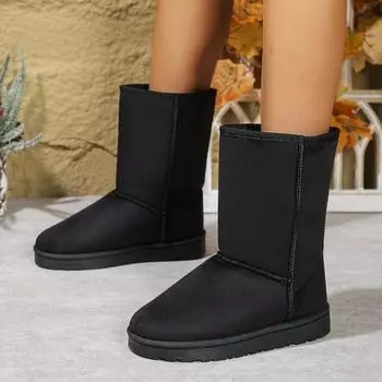 Women s Warm Snow Boots 2024 Versatile Winter New Casual Plush Fluffy Coldproof Boots Large Size Women s Thick Sole Shoes 36 чёрный