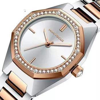 Женские часы Xiaoxiangfeng Exquisite Octagonal Diamond English Watch Водонепроницаемые женские часы со стальным ремешком