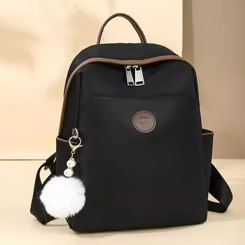 Женский водоотталкивающий нейлоновый дорожный рюкзак большой вместимости для поездок на работу и учебы чёрный