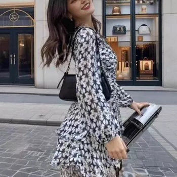 Женская одежда, повседневная мода, чистое ветровое металлическое цветное короткое платье с принтом S