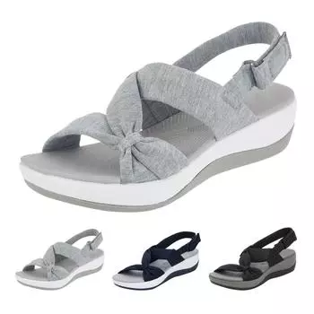 Женские сандалии-шлепанцы на танкетке, каблуки, скандалы для женщин, высокие каблуки, открытый носок, закрытая пятка, замшевые женские сандалии с эластичным ремешком 36