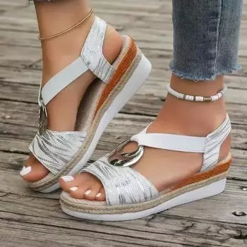 Women s Wedge Sandals Summer Snake Pattern Platform Sandals Gladiator Shoes Women s Comfortable Casual High Heel Sandals 36 бежевый