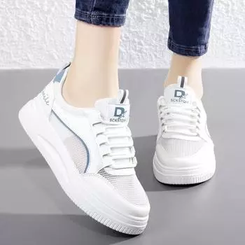 Women’s White Sneakers Casual Summer Breathable School Student Girls Platform Sport Shoes Plus Size Height Increase EU: 36 синий