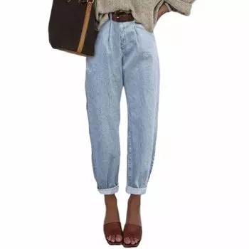 Women s Wide Leg Jeans Casual Highwaist Straight Denim Pants With Pockets L