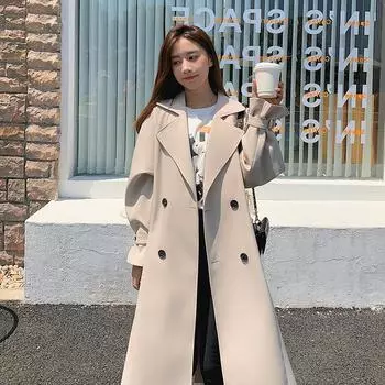 Женская ветровка, женская весна и осень, новое художественное ретро-пальто средней длины S