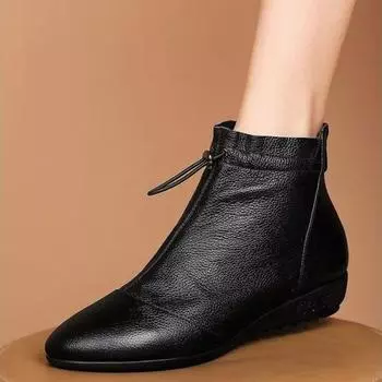 Женские зимние ботинки класса люкс из искусственной кожи, повседневные ботильоны, мокасины для походов на открытом воздухе, женская обувь, тенденции 2024 года 35 чёрный
