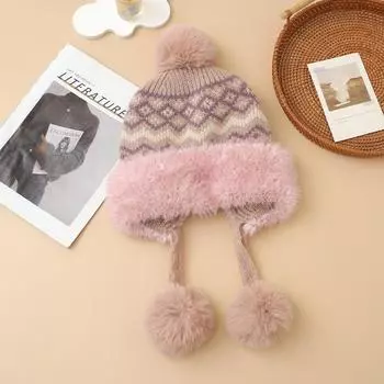 Women s Winter Bright Silk Fleece Hat Sweet Hairball Hat Outdoor Travel Cold Warm Hat One Size