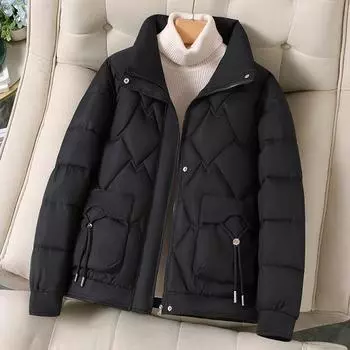 Women s winter coat, 2025 new fashion loose slimming short puffer jacket, thick warm cotton coat M