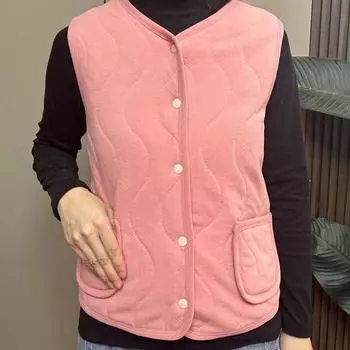 Women s Winter Down-Cotton Fleece-Lined Thickened Vest School Uniform Essential Warm Inner-Wear Sleeveless Gilet 2XL