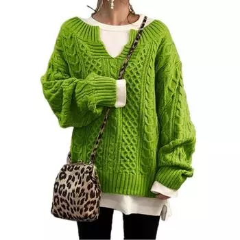 Women s Winter Fashion Warm Long Sleeve New Sweater Knitted Hemp Pattern Casual XL