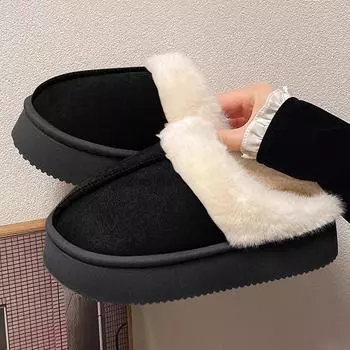 Women s Winter Fluffy Slippers Fur House Slippers For Women Platform Furry Living Room Shoes Female Thick Warm Floor Sandals 40-41