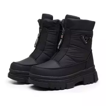 Women s Winter Fur One Padded Waterproof Fabric Cozy Side Zipper Warm Cold Lightweight Hiking Waterproof Slip Resistant Short Snow Boots 36