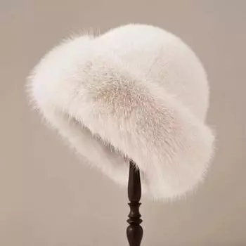 Women s Winter High-end Versatile Plush Fisherman Hat Big Head Circumference Warm Mongolian Hat One size