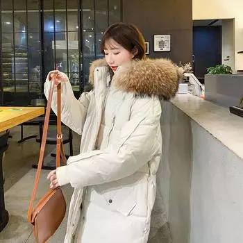 Женская зимняя длинная хлопковая куртка-пуховик европейского и американского размера, свободная хлопковая куртка, утолщенная куртка, тренд S