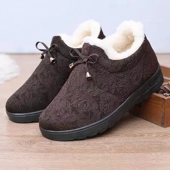 Women s Winter Non-Slip Velvet-Lined Cotton Shoes - Soft Bottom, Ideal for Middle-Aged and Elderly. 39 чёрный