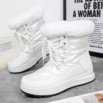 Women s Winter Shoes High Quality Non-Slip Warm Fluffy Snow Boots 2024 Women s Winter Boots Outdoor Waterproof Warm cotton boots 36 чёрный